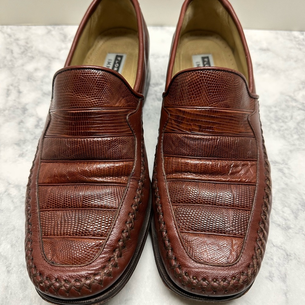COPY - COPY - Florsheim Imperial Genuine Lizard Skin Slip On Loafers 9.5D Cogna…